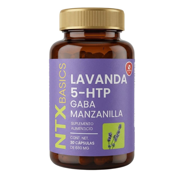 NTX Basics (Lavanda 5-HTP Gaba, Manzanilla) Frasco con 30 Cápsulas