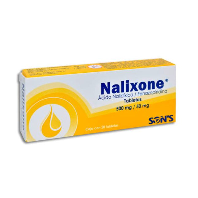Nalixone (Acido Nalidixico/Fenazopiridina) 500 mg/50 mg Caja con 20 Tabletas