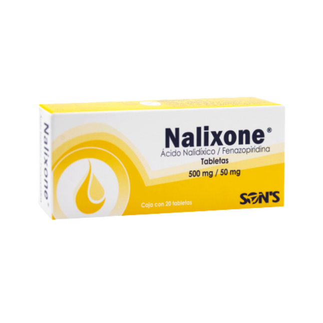 Nalixone (Acido Nalidixico/Fenazopiridina) 500 mg/50 mg Caja con 20 Tabletas