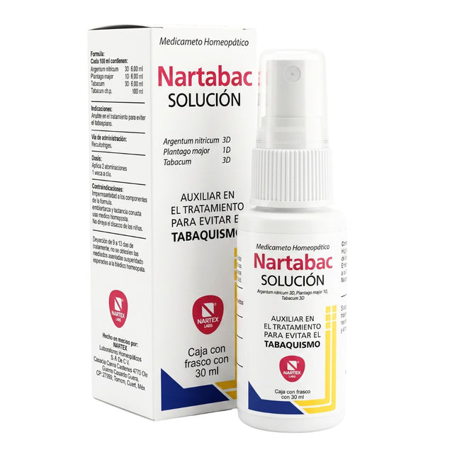 Nartabac Solución ( Argentum nitricum,Plantago y Tabacum) Caja con Frasco con 30 mL