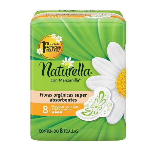 Naturella Regular Flujo Abundante 8 Toallas Regulares con Alas