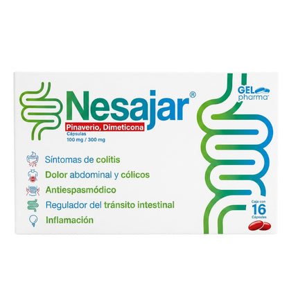 Nesajar (Pinaverio/Dimeticona)100 mg/300 mg Caja con 16 Tabletas