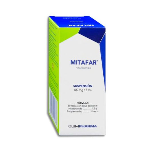 Mitafar (Nitazoxanida) 100 mg/5 ml Suspensión Frasco Con 60 ml