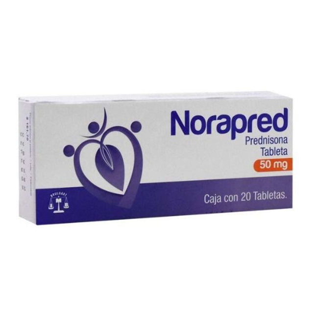 Norapred (Prednisona) 50 mg Caja con 20 Tabletas