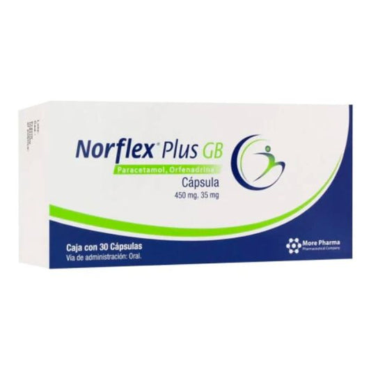 Norflex Plus Gb (Paracetamol-Orfenadrina) 450/35mg 30 Capsulas