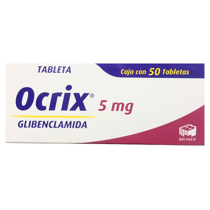 Ocrix (Glibenclaminda) 5 mg Caja con 50 Tabletas