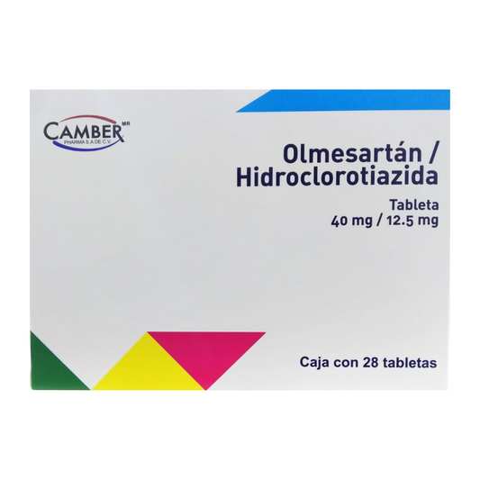 Olmesartan 40 mg Hidroclorotiazida 12.5 mg Caja con 28 Tabletas