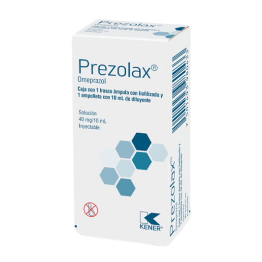 Prezolax (Omeprazol) 40 mg/ml Caja con Frasco Ámpula Inyectable