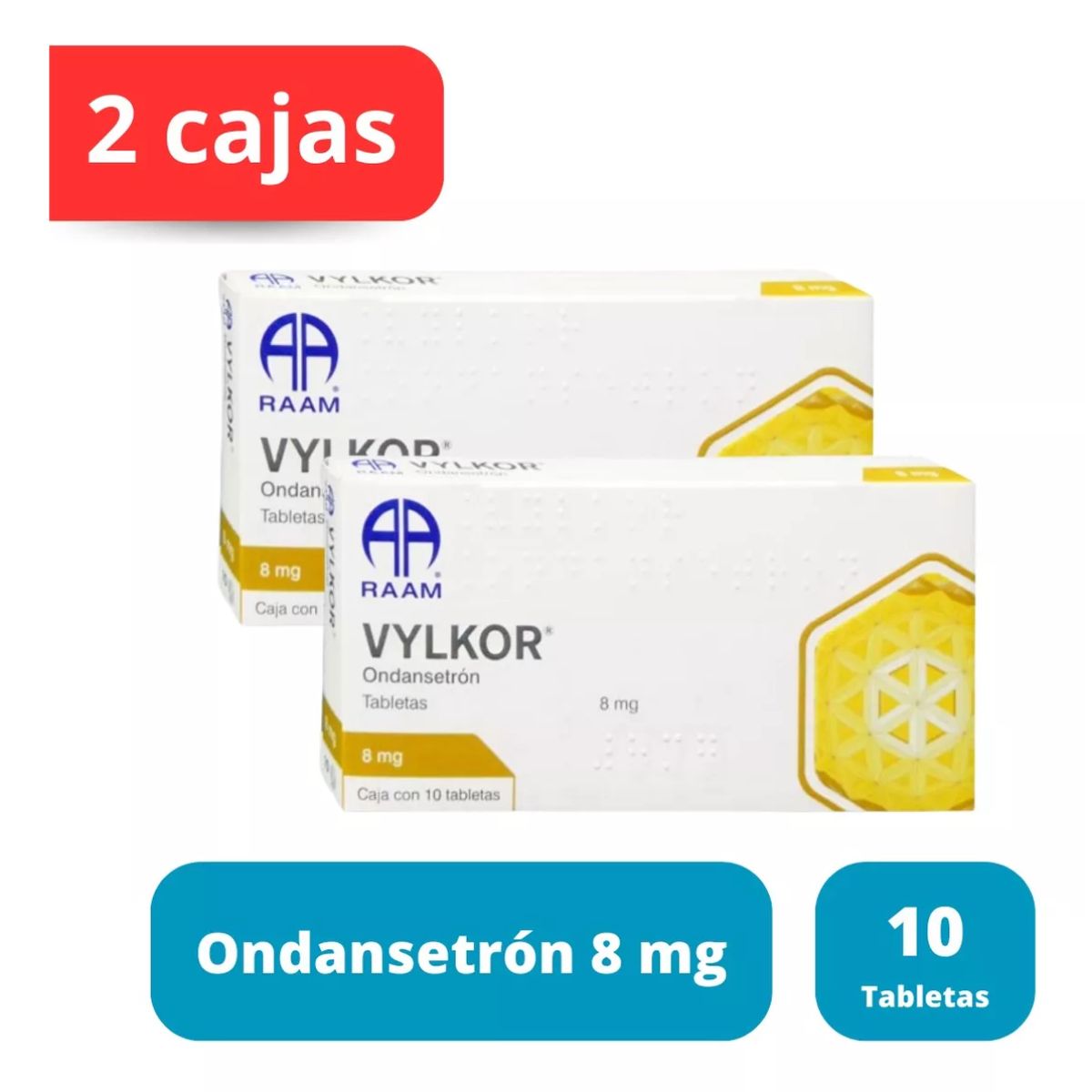 Ondansetrón 8 Mg Vylkor Raam Laboratorios 20 Tabletas Pack