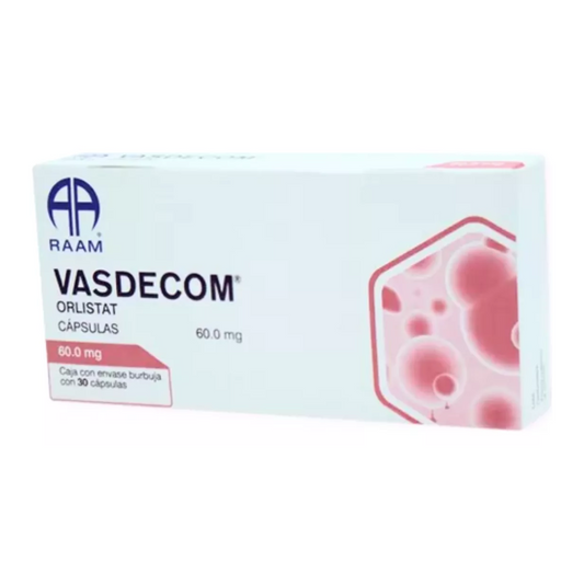 Vasdecom (Orlistat) 60 mg Caja con 30 Capsulas