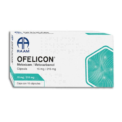 Ofelicon (Meloxicam/Metocarbomol) 15 mg/215 mg Caja con 10 Cápsulas