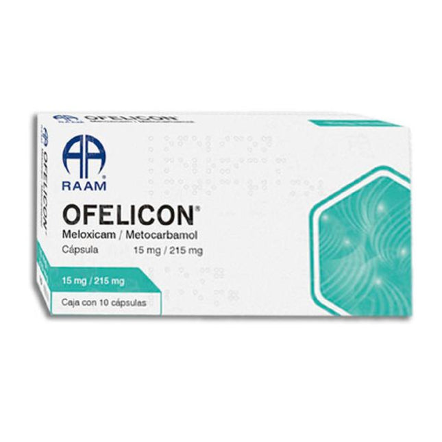 Ofelicon (Meloxicam/Metocarbomol) 15 mg/215 mg Caja con 10 Cápsulas
