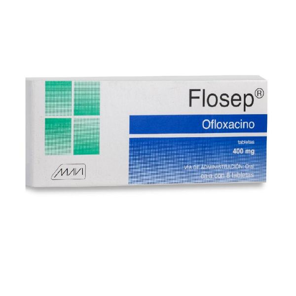 Flosep (Ofloxacino) 400 mg Caja con 8 Tabletas