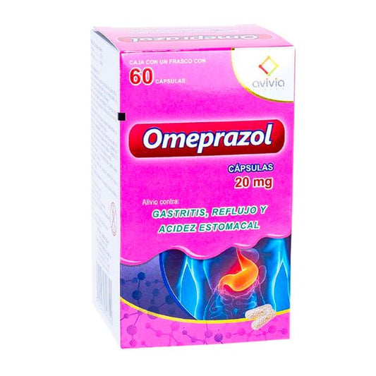 Omeprazol 20 mg Caja con Frasco de 60 Cápsulas