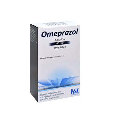Omeprazol 40 mg Inyectable Caja con Ampula y Ampolleta 10 ml PiSA