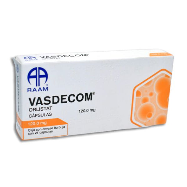 Vadescom (Orlistat) 120 mg Caja con 21 Cápsulas