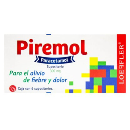 Piremol (Paracetamol) 300 mg Caja con 3 Supositorios