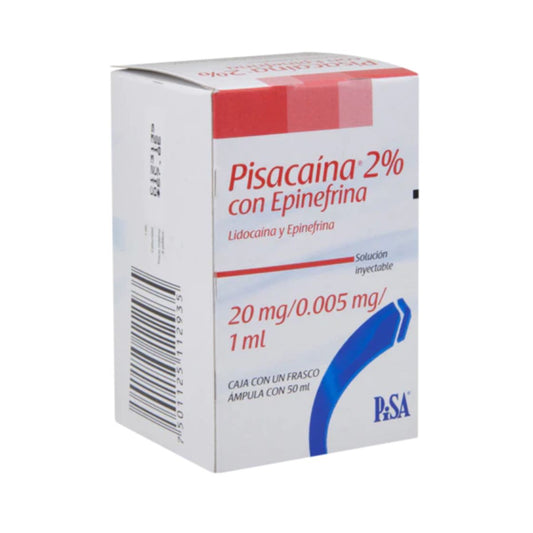 Pisacaína 2% con Epinefrina (Lidocaína / Epinefrina) Frasco Ámpula con 50 ml