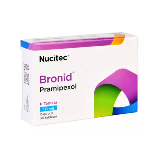 Bronid (Pramipexol) 1 mg Caja con 30 Tabletas