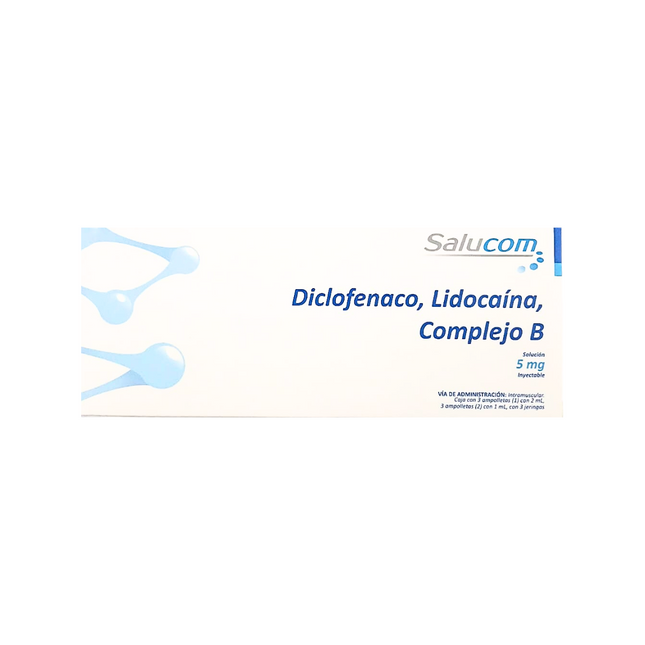 Diclofenaco Lidocaína Complejo B 5 mg Caja con 3 Ampolletas Inyectables PiSA