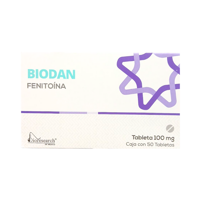 Biodan (Fenitoina) 100 mg Caja con 50 Tabletas