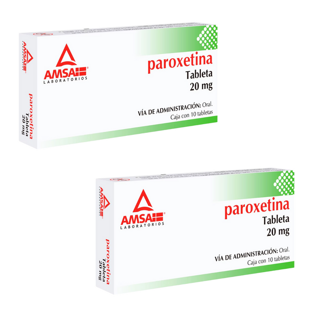 Paroxetina 20 mg Caja con 10 Tabletas Amsa