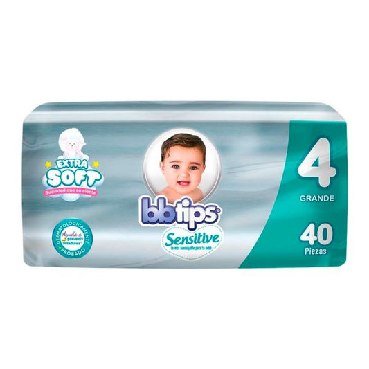 Pañales Desechables Bb Tips Talla 4 con 40 Piezas