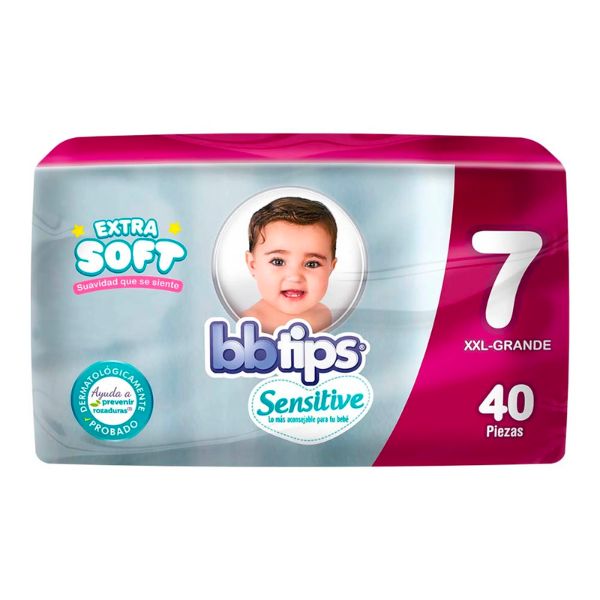 Pañales Desechables Bb Tips Talla 7 con 40 Piezas