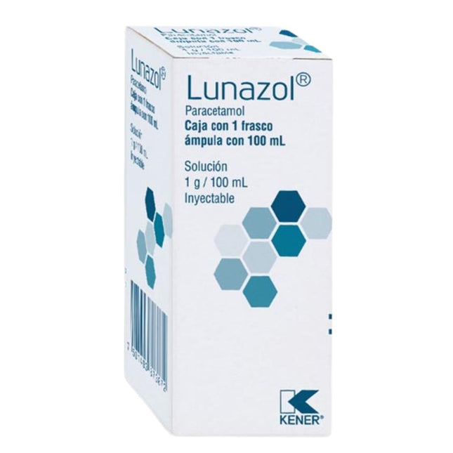 Lunazol (Paracetamol) Solución 1 g Caja con Frasco Ámpula 100 mL | Kener