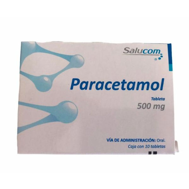 Paracetamol 500 mg Caja con 10 Tabletas Salucom