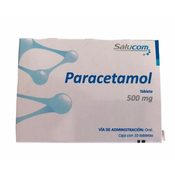 Paracetamol 500 mg Caja con 10 Tabletas Salucom