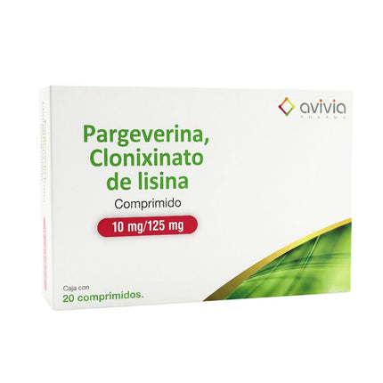 Pargeverina 10 mg Clonixinato de Lisina 125 mg Caja con 20 Comprimidos
