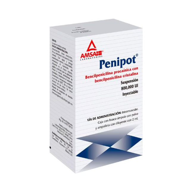 Penipot (Bencilpenicilina-Procaina con Bencipenicilina Cristalina)800,000 UI Inyectable