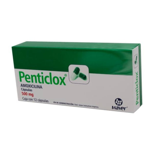 Penticlox (Amoxicilina) 500 mg Caja con 12 Cápsulas