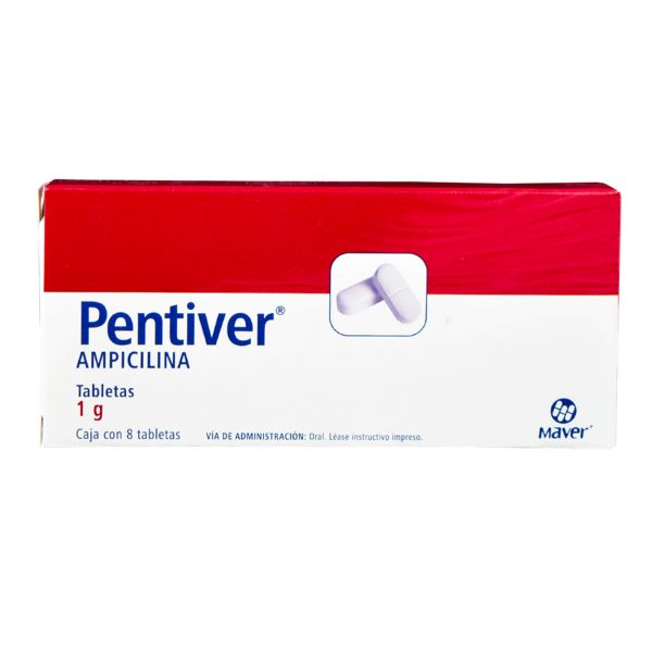 Pentiver (Ampicilina) 1 g Caja con 8 Tabletas