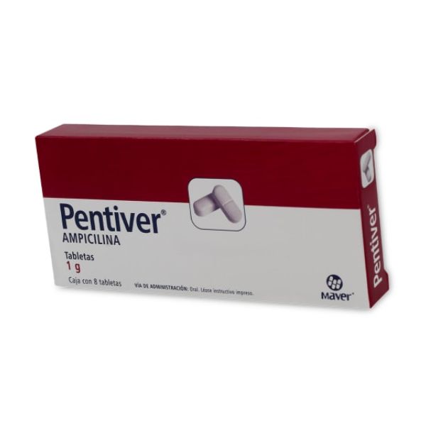 Pentiver (Ampicilina) 1 g Caja con 8 Tabletas