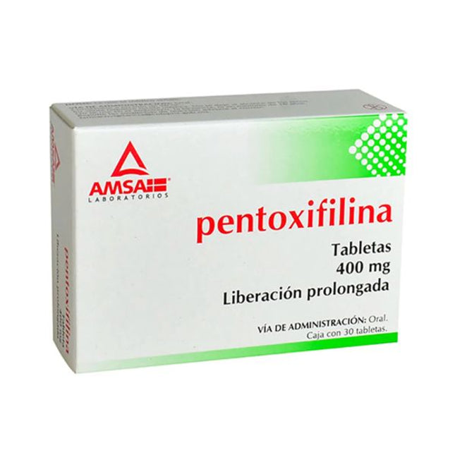 Pentoxifilina 400 mg Liberación Prolongada  Caja con 30 Tabletas