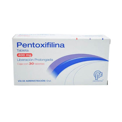 Pentoxifilina 400 mg Caja con 30 Tabletas