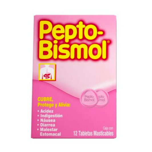 Pepto-Bismol Tabletas 262.4 mg Tira con 12 Tabletas