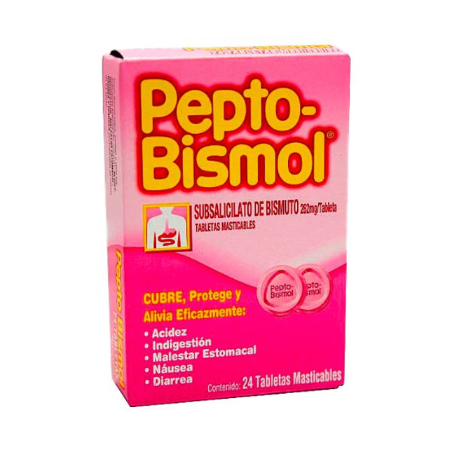 Pepto-Bismol Tabletas 264 mg Tira con 24 Tabletas