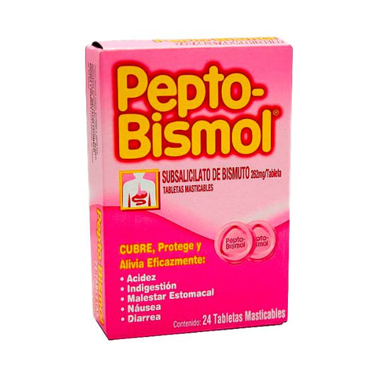 Pepto-Bismol Tabletas 264 mg Tira con 24 Tabletas