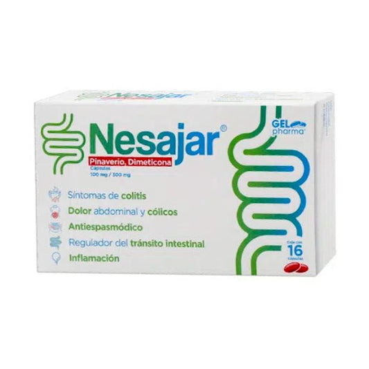 Nesajar (Pinaverio/Dimeticona)100 mg/300 mg Caja con 16 Tabletas