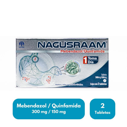 Nagusraam (Mebendazol / Quinfamida) Caja Con 2 Tabletas