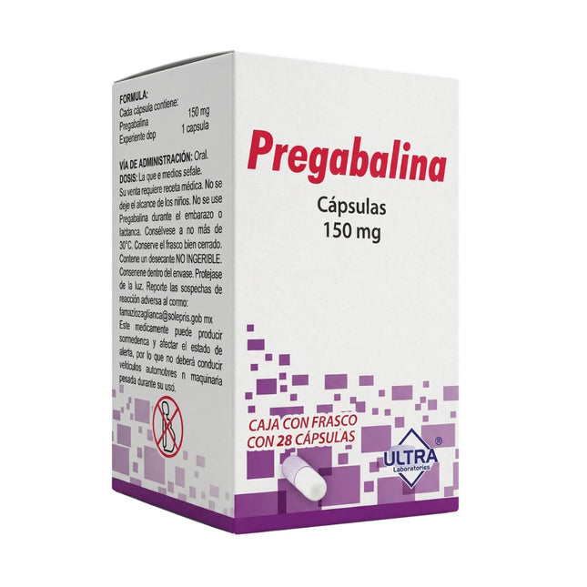 Pregabalina 150 mg Caja con 28 Cápsulas