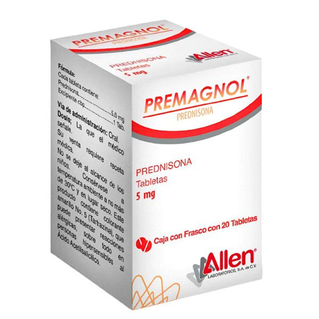 Premagnol (Prednisona) 5 mg Caja con 20 Tabletas