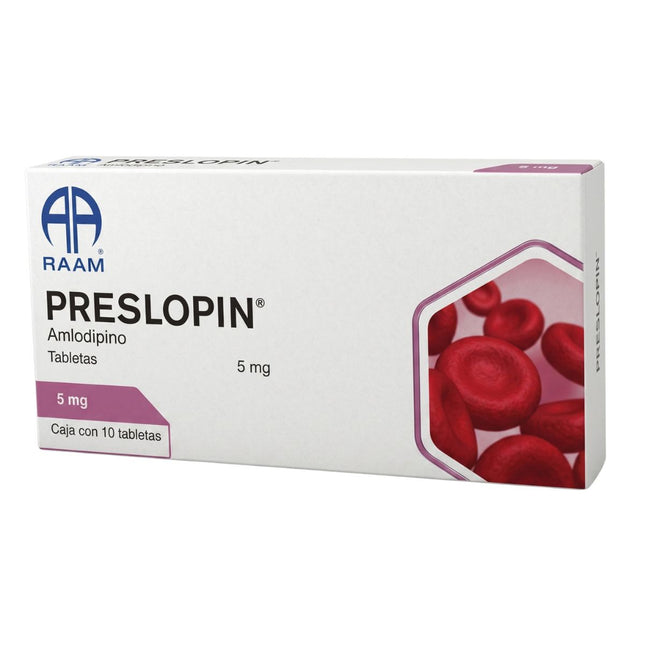 Preslopin (Amlodipino) 5 mg Caja Con 10 Tabletas