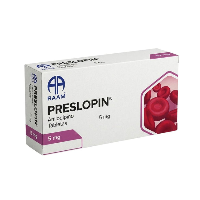 Preslopin (Amlodipino) 5 mg Caja con 30 Tabletas