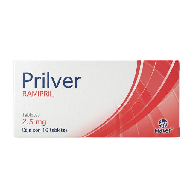 Prilver (Ramipril) 2.5 mg Caja con 16 tabletas | Maver Laboratorios
