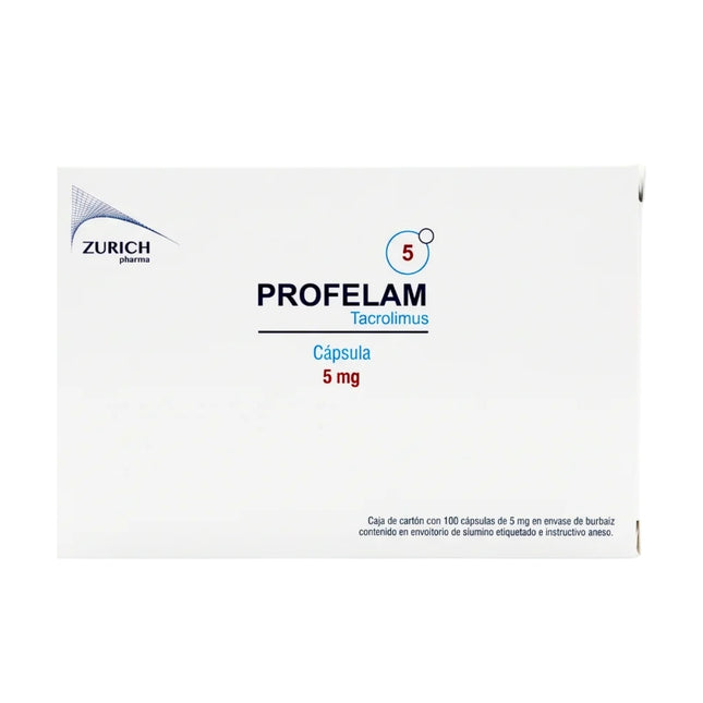 Profelam (Tacrolimus) 5 mg Caja con 100 Cápsulas | Zurich Pharma
