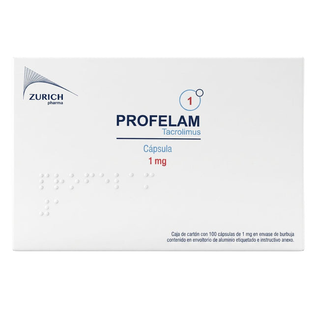 Profelam (Tacrolimus) 1 mg Caja con 100 Cápsulas | Zurich Pharma